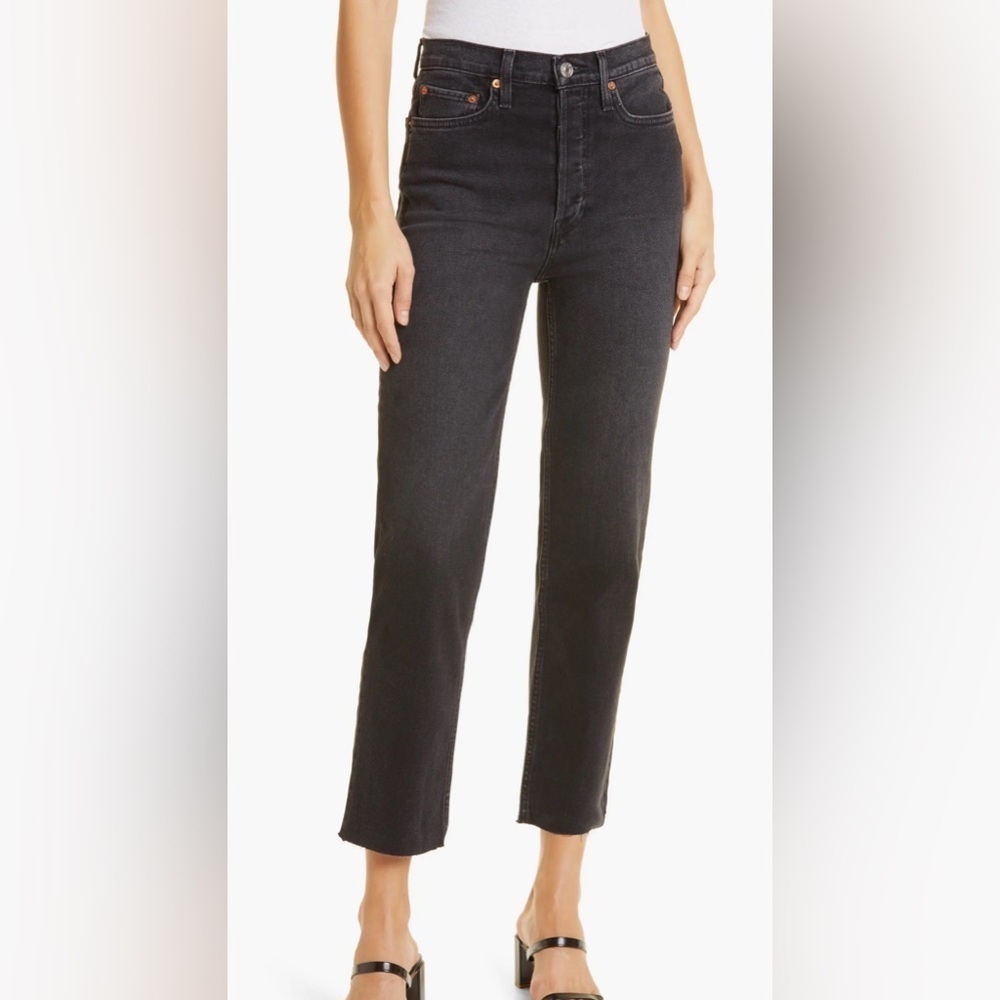 Re/Done 70s Ultra High Waist Raw Hem Stovepipe Jeans size 25 NWT